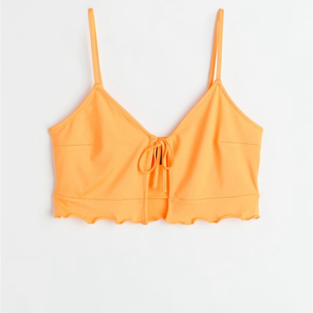 H&M Tie-Front Peplum Crop-top orange